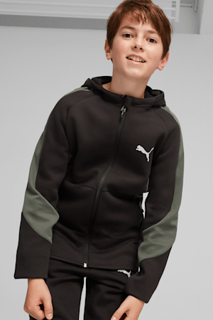 EVOSTRIPE Youth Full-Zip Hoodie, PUMA Black, extralarge-GBR