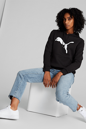 Essentials Big Cat Logo Women's Hoodie, PUMA Black, extralarge