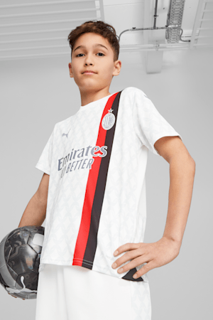 AC Milan 23/24 Away Big Kids' Jersey, PUMA White-Feather Gray, extralarge