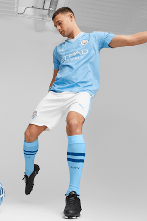 Short de soccer Manchester City, PUMA White-Team Light Blue, extralarge