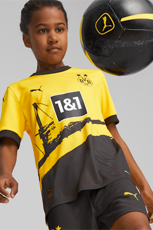 Borussia Dortmund 23/24 Kids' Replica Home Jersey, Cyber Yellow-PUMA Black, extralarge