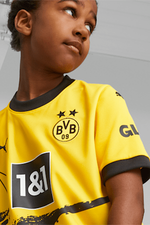 Borussia Dortmund 23/24 Big Kids' Replica Home Jersey, Cyber Yellow-PUMA Black, extralarge
