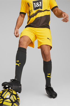 Borussia Dortmund Men's Soccer Shorts, Cyber Yellow-PUMA Black, extralarge