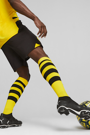 Borussia Dortmund Men's Soccer Shorts, PUMA Black-Cyber Yellow, extralarge