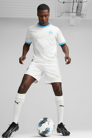 Short de soccer de l'Olympique de Marseille, PUMA White-Clyde Royal, extralarge