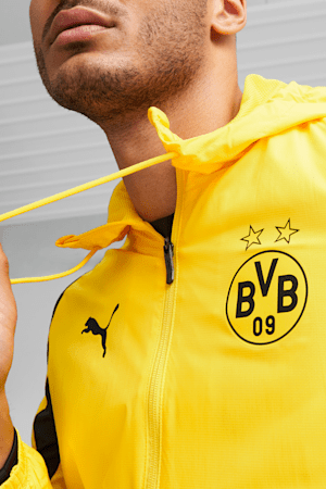 Borussia Dortmund Men's Prematch Soccer Jacket, Cyber Yellow-PUMA Black, extralarge