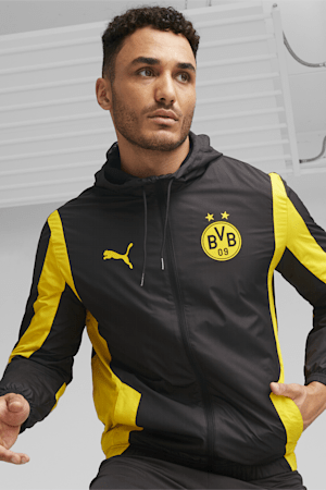 Borussia Dortmund Men's Pre-match Football Jacket, PUMA Black-Cyber Yellow, extralarge-GBR