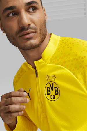 Borussia Dortmund Football Men's Quarter-Zip Training Top, Cyber Yellow-PUMA Black, extralarge-GBR