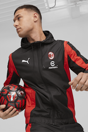 AC Milan Men's Pre-match Jacket, PUMA Black-For All Time Red, extralarge-GBR