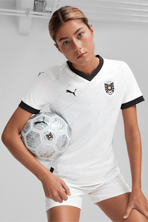 Austria 2024 Women's Away Football Jersey, PUMA White-Electric Peppermint, extralarge-GBR