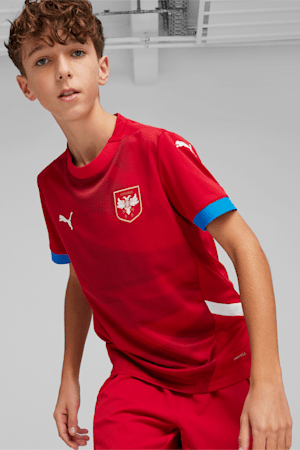 Serbia Football 2024 Youth Home Jersey, Dark Cherry-PUMA Team Royal, extralarge-GBR