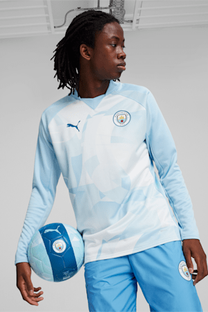 Manchester City Pre-match Sweatshirt, Silver Sky-Lake Blue, extralarge-GBR