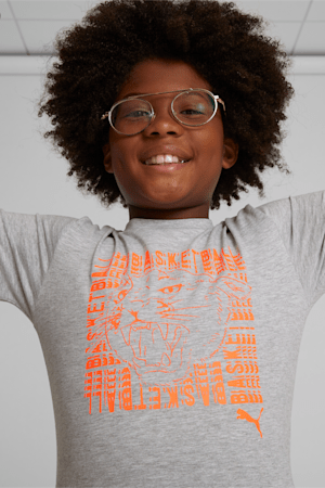 Basketball Big Kids' Tee, LIGHT HEATHER GREY, extralarge