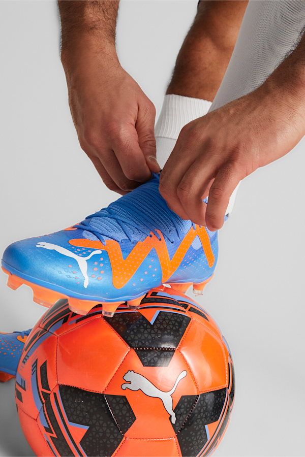 FUTURE Match FG/AG Football Boots, Blue Glimmer-PUMA White-Ultra Orange, extralarge-DFA