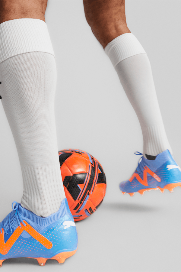 FUTURE Match FG/AG Football Boots, Blue Glimmer-PUMA White-Ultra Orange, extralarge-GBR