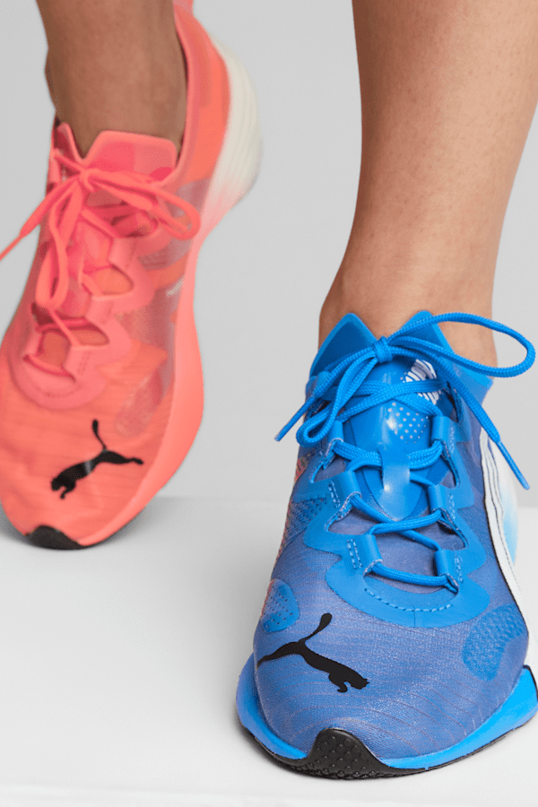Puma pink and blue running shoes clearance