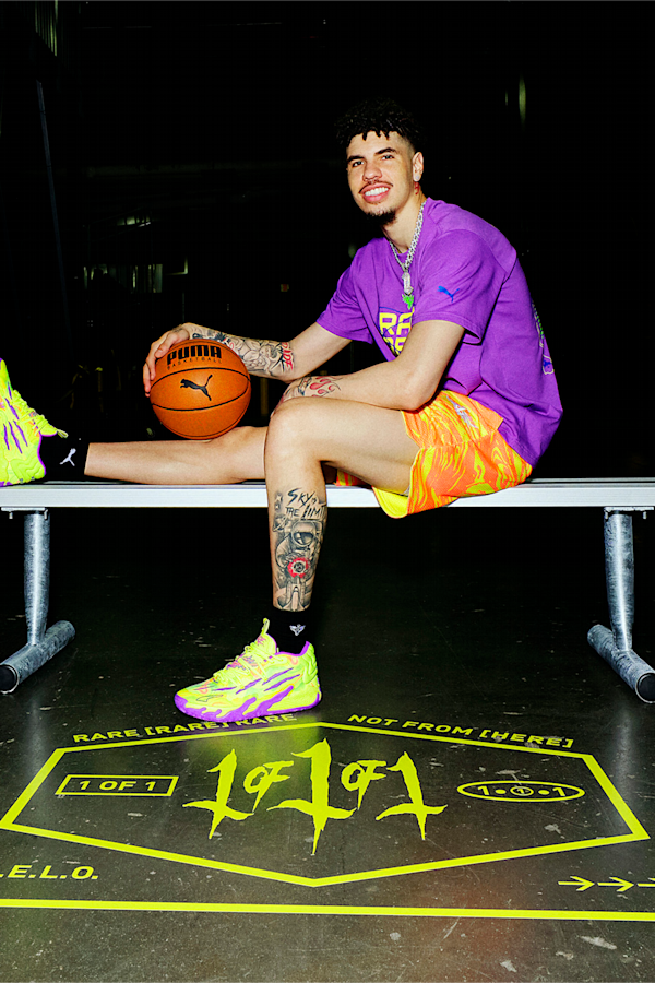 MB.03 Spark Basketball Shoes, Safety Yellow-Purple Glimmer, extralarge