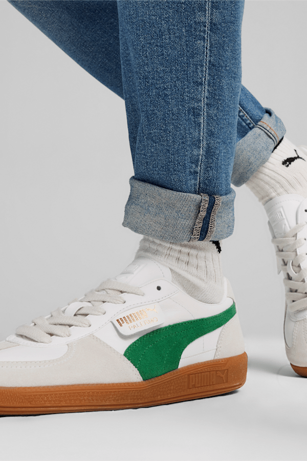Palermo Leather Sneakers Unisex, PUMA White-Vapor Gray-Archive Green, extralarge
