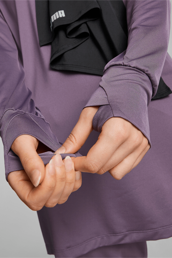 Modest Activewear Long Sleeve Training Tee Women, Purple Charcoal, extralarge