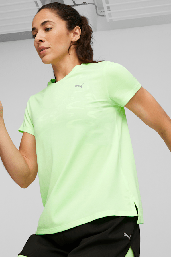 Run Favorite Heather Women's Running Tee, Speed Green Heather, extralarge