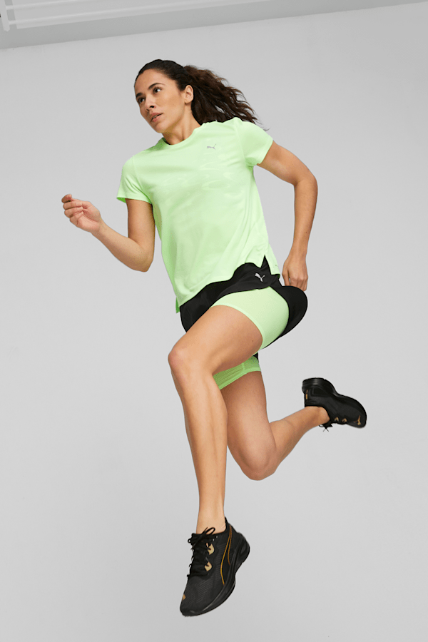 Run Favorite Heather Women's Running Tee, Speed Green Heather, extralarge