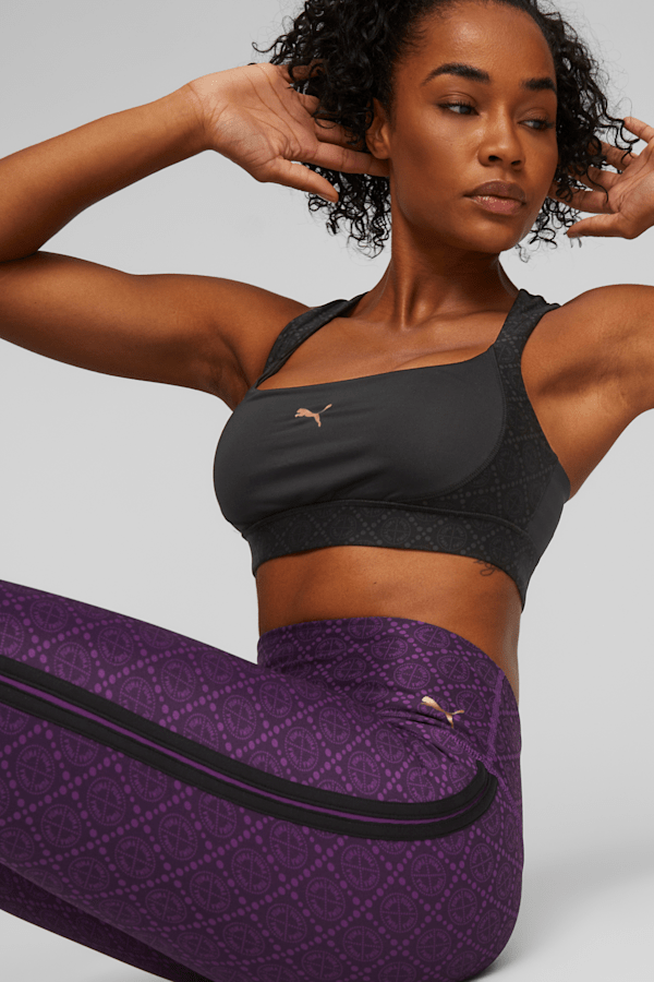 Logo Love Mid Support Women's Training Bra, PUMA Black, extralarge