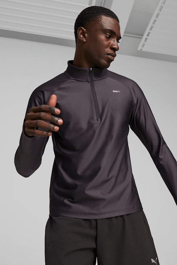 M RUN Men's Running Quarter-zip, Flat Dark Gray, extralarge