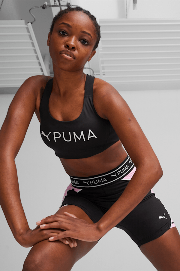 Puma Women Sports Bra XL Black Removable Pads Adjustable Straps Pullover  Logo