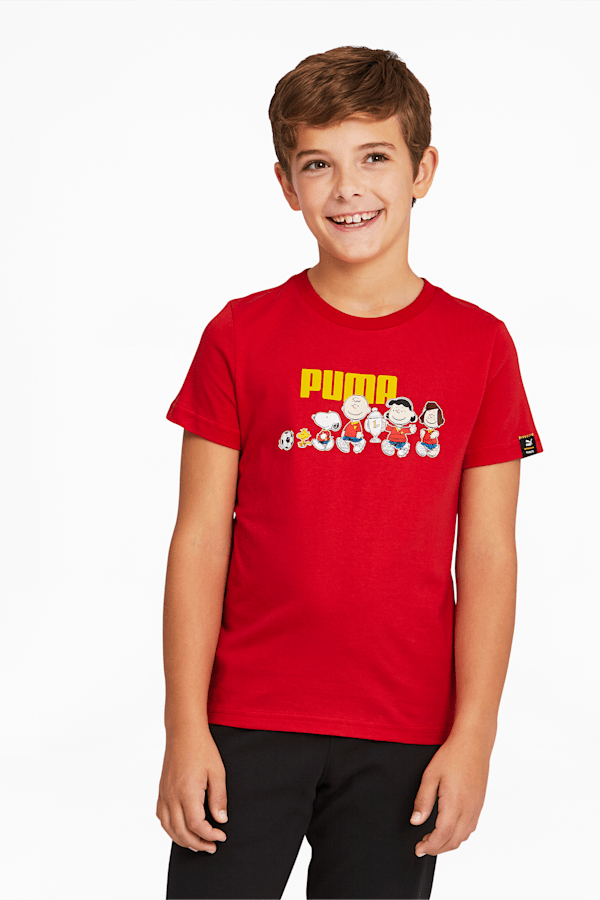 PUMA x PEANUTS Kids' Tee, Urban Red, extralarge