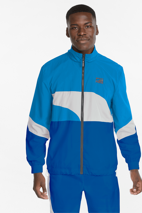 HOODED COLOR-BLOCK WINDBREAKER IN NYLON WITH TONAL-