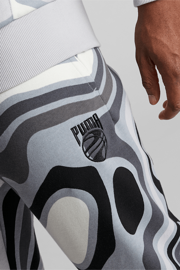Booster Ralph Print Men's Basketball Pants, Harbor Mist, extralarge