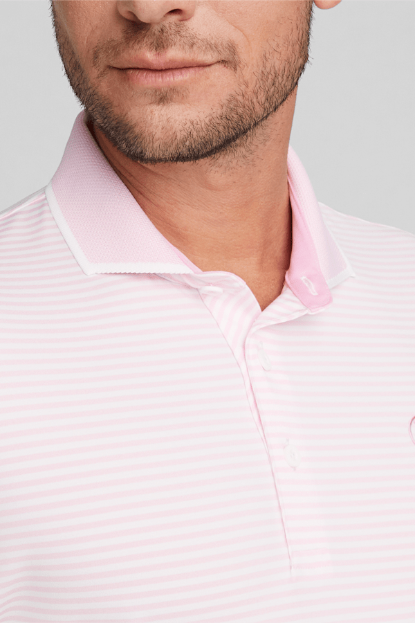 Arnold Palmer Mattr Traditions Golf Polo Shirt Men, Pale Pink-Bright White, extralarge-GBR