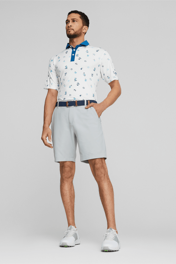 PUMA x Arnold Palmer Mattr Dunes Golf Polo Shirt Men, Bright White-Lake Blue, extralarge-GBR