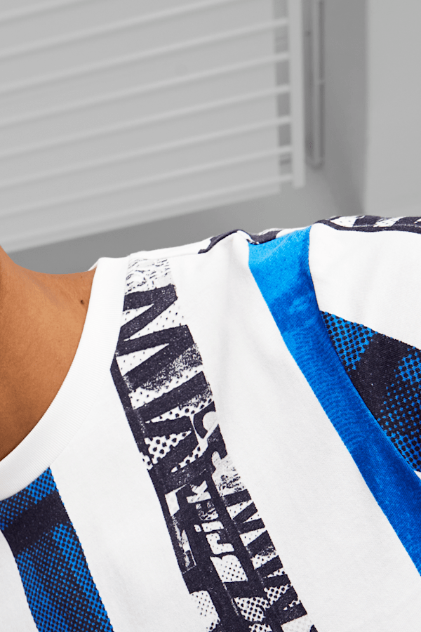 BMW M Motorsport Men's Striped Tee, PUMA White-AOP, extralarge