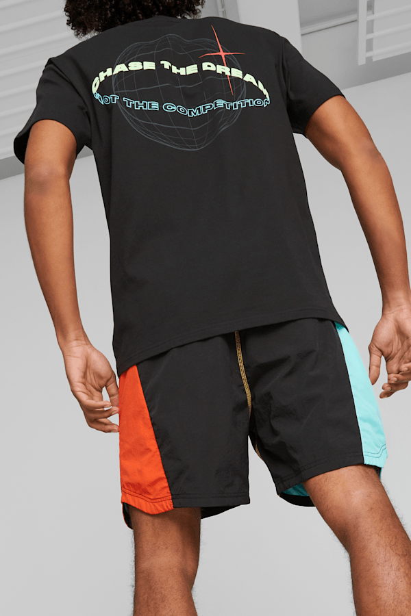Blocked Shot Basketball Men's Shorts, PUMA Black-colorblock, extralarge