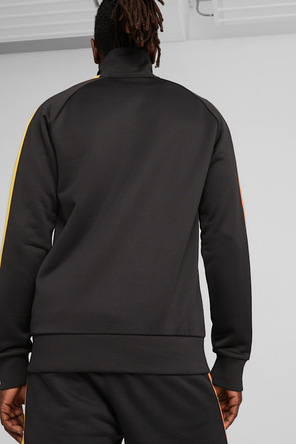 T7 ICONIC Men's Track Jacket, PUMA Black-Hot Heat, extralarge
