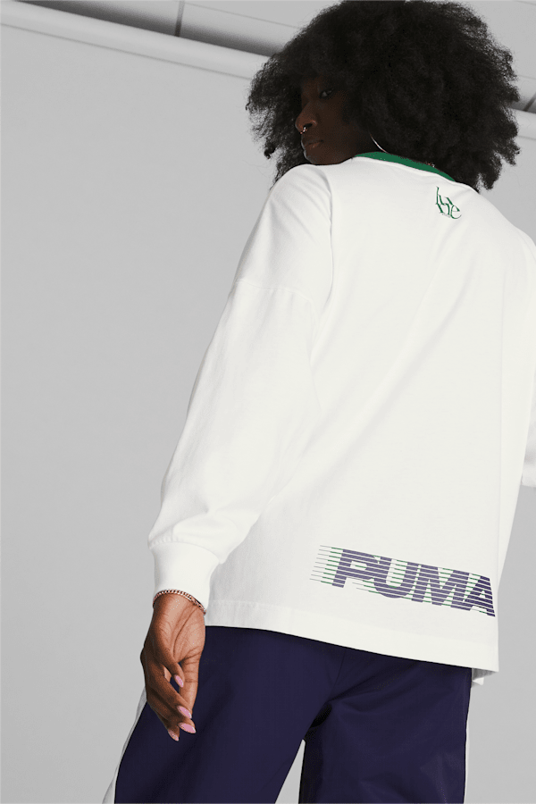 PUMA x JUNE AMBROSE Keeping Score The Screen Long Sleeve Women's Basketball Tee, Puma White, extralarge