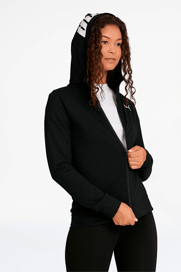 Woman's Black Fitness full-zip fleece sweatshirt with hood
