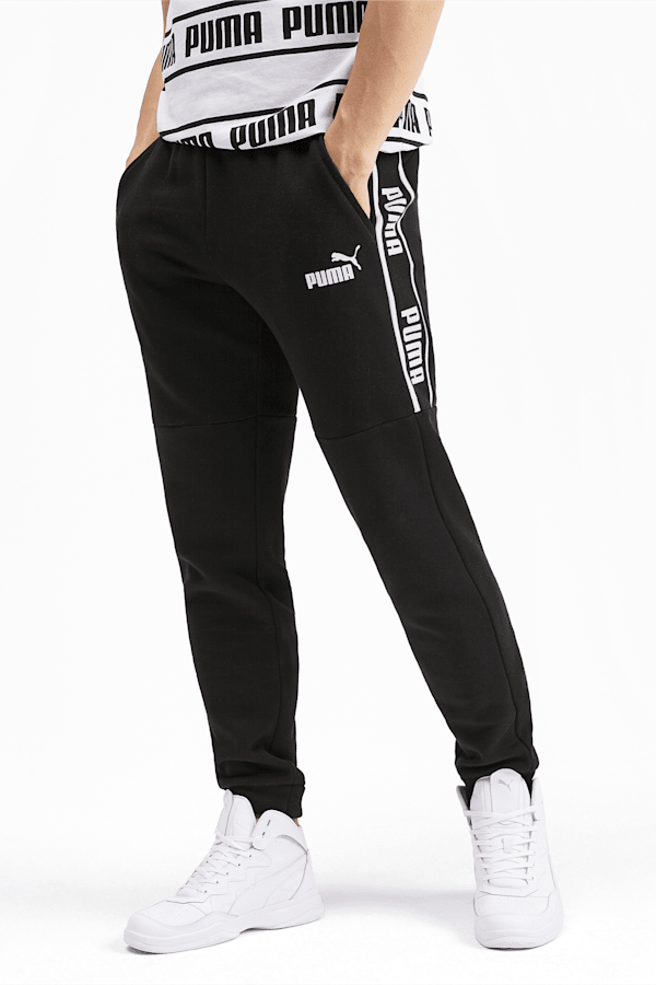 Puma mens amplified fleece sweatpants black cheap