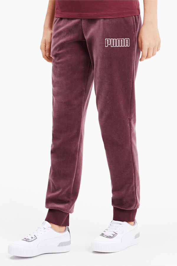 Modern Basics Women's Velour Pants, Burgundy-Silver, extralarge