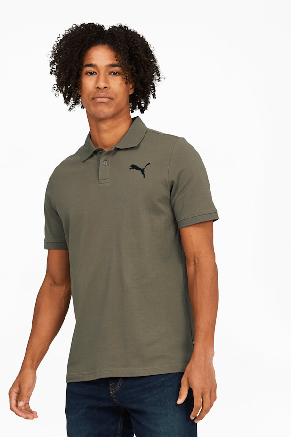 Essentials Men's Pique Polo, Dark Green Moss-Black, extralarge