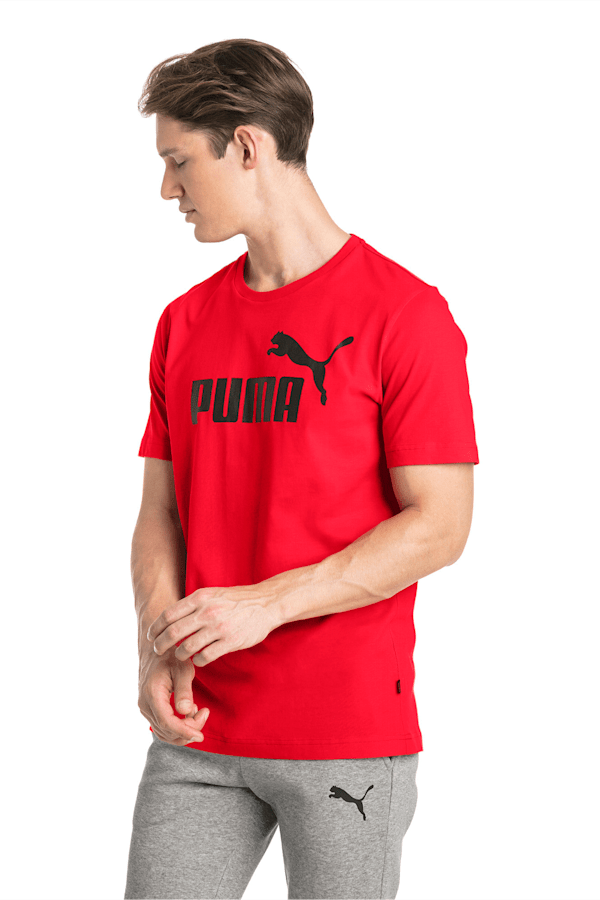 Essentials Men's Logo Tee, Puma Red, extralarge