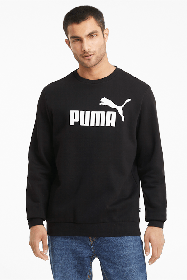 Essentials Big Logo Crew Neck Men's Sweater, Puma Black, extralarge