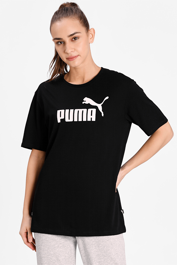 Essentials Logo Boyfriend Women's Tee, Puma Black, extralarge