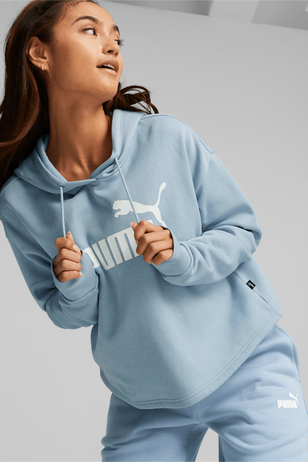 Essentials Cropped Logo Women's Hoodie, Blue Wash, extralarge-GBR