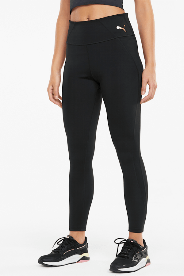 Evostripe High Waist 7/8 Women's Leggings, Puma Black-Gold Metallic, extralarge-GBR