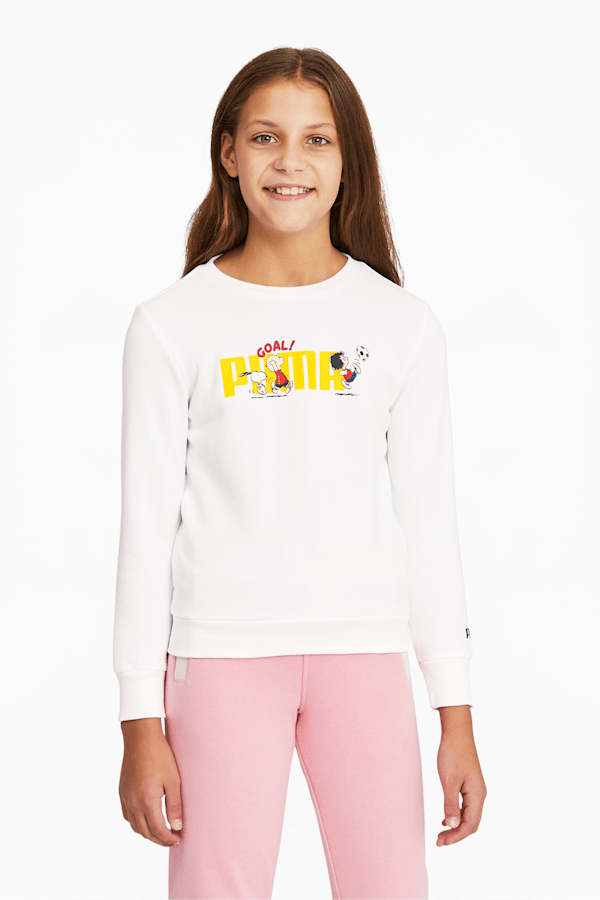 PUMA x PEANUTS Crew Neck Kids' Sweatshirt, Puma White, extralarge-GBR