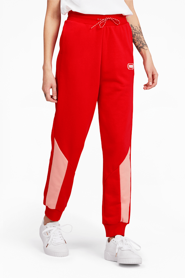 Buy PUMA Red Printed Cotton Regular Fit Womens Casual Wear Track Pants