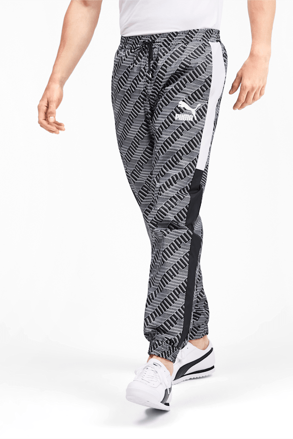 Black Panelled fleece and shell track pants