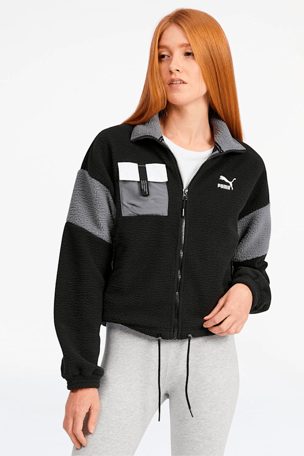 Puma XTG Track Jacket Women's Black White Active Wear Full Zip Top